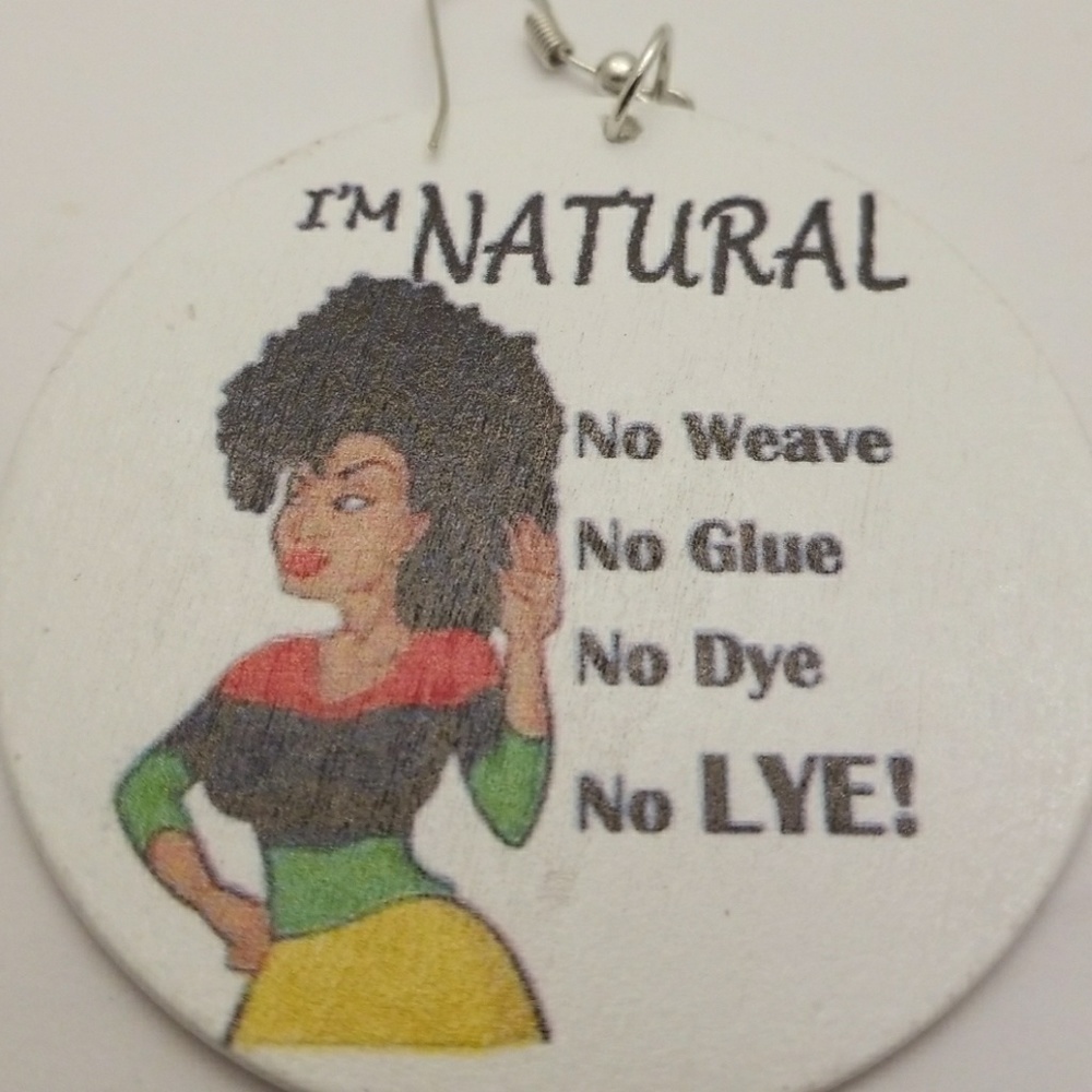 I'm natural wooden earrings white